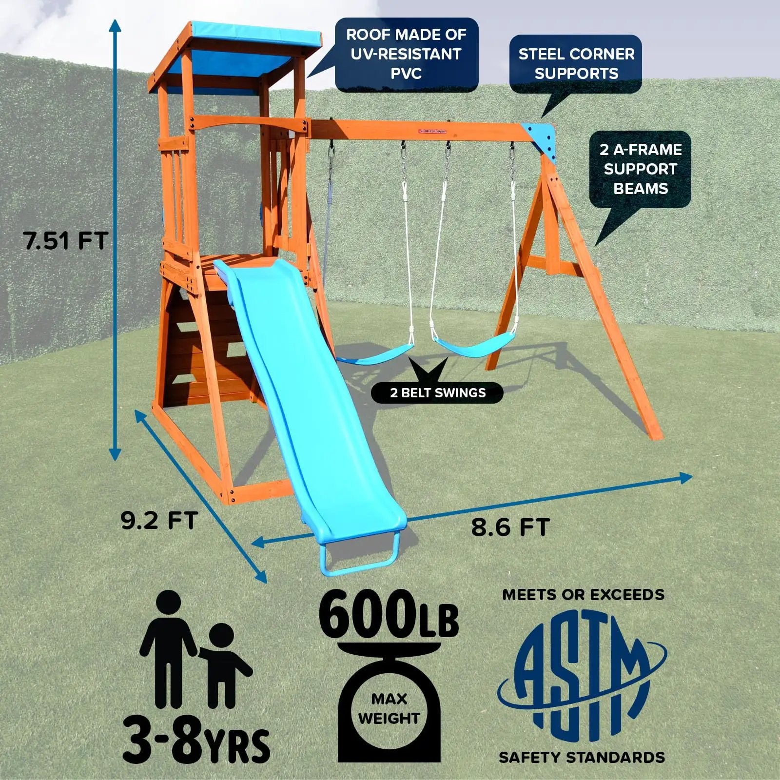 Backyard Cedar Outdoor Swing Playset ✓