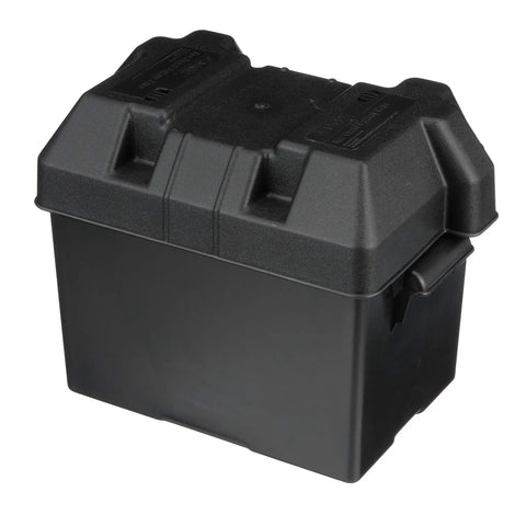 Rock Solid Marine Battery Box For Group 24 Packs Uscg Certified Polyethylene Shell showing a secure, acid-resistant design.