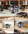 Mini V8 Engine Model Kit That Runs With 770 Piece Motorized Build Set And Lights displayed on desk and shelves