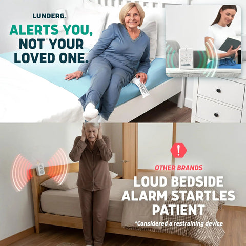 Wireless Early Alert Bed Alarm System for Seniors and Fall Prevention, No Wires, No Bedside Noise, Alerts Sent to Your Pager, Keeps Loved Ones Dignified While Boosting Nighttime Safety, white pager unit