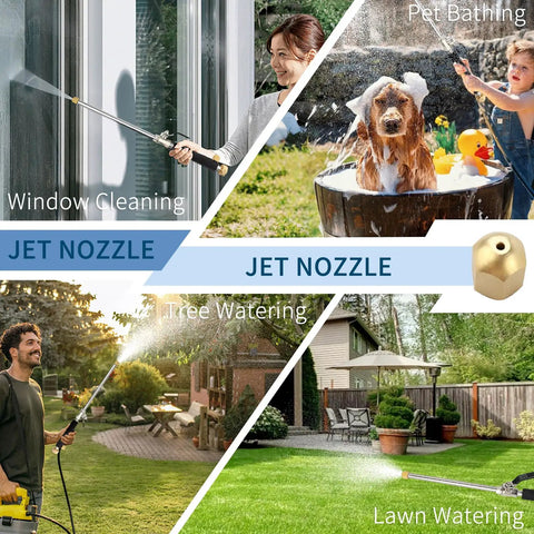 High Pressure Hose Nozzle Attachment Wand For Power Washer With Dual Spray Tips Hydro Jet Cleaning Lance in action scenes.