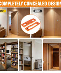 Heavy Duty 6 Inch Hidden Door Hinge Jig Delivers Dead On Alignment For Concealed Cabinet Hinges Zero Headache Setup Template For DIY Crews Chasing Pro Level Woodwork with an orange positioning guide and concealed doors.