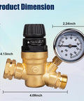 Gickbusus RV water pressure regulator valve with pressure gauge, leadless brass body