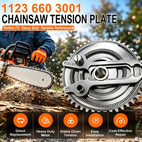 Heavy Duty Tension Gear Assembly Kit Replacement For Chainsaw Chains Tensioner Fits MS170 MS180 MS210 MS230 MS250 Models Durable Metal Repair Part Kit with chainsaw and gear in woods