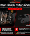 Rear Shock Extensions for 2-4" lift, compatible with OEM shock absorbers; fits Ford F250 and F350 Super Duty trucks.