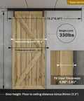 Heavy Duty Ceiling Mount Barn Door Hardware Kit For Single Door With Aluminum Alloy Track And Ceiling Brackets Delivers Smooth Sliding And 330 Pound Capacity Fits Door Width Up To 39.6 Inches And Door Thickness From One To One Point Eight One Inches.