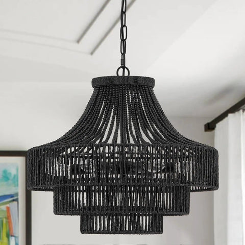 Hand Woven Rattan Pendant Light Plug In Dome Style Boho Minimalist Ceiling Fixture For Kitchen Island Dining Room Hallway UL Listed 13 Inch Diameter Modern Rustic Ambience