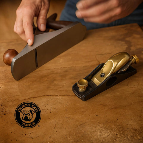 Slick Low Angle Shoulder And Chisel Plane Built For Dead On Edge And End Grain Trimming Boasts An Adjustable Mouth Precision Tuned Steel Blade Plus Includes A Rugged Storage Case on a wooden surface.