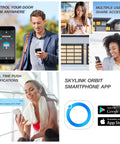 Ultra Quiet Half HP Garage Door Opener With Alexa Voice Control shown with Skylink Orbit smartphone app