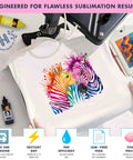 PinkTech 125Gsm Sublimation Paper 8.5x11 Inch Pack Of 110 Sheets For Inkjet Printers, T-shirt with colorful zebra print using sublimation paper