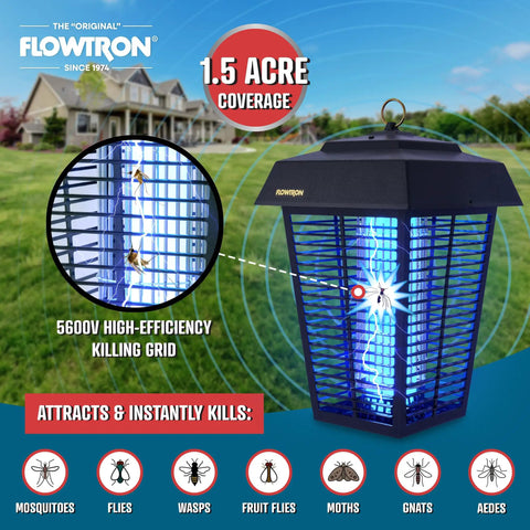 Outdoor Bug Zapper For Mosquitoes And Flies With One And A Half Acre Coverage 80W Bulb And 5600V Instant Kill Electric Insect Killer