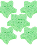 Green star shaped body scrubber sponges set with quick drying wear resistant material for deep cleaning bathing home and travel use