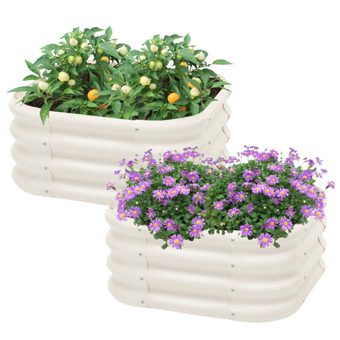 Two Pack 2 By 1 Foot Galvanized Raised Garden Bed Kit For Outdoor Planting And Gardening, Deep 12 Inch Bed With Durable Metal Planter Box