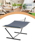 Double Hammock With Stand Heavy Duty 450Lbs Capacity Rugged Steel Frame Quilted Cushion And Storage Net For Backyard Chill Sessions