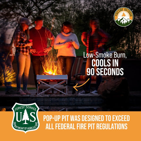 Group gathered around Go Anywhere Portable Fire Pit For Camping And Backyard Grilling Lightweight 8 Lb Pop Up Fire Pit Opens In Seconds
