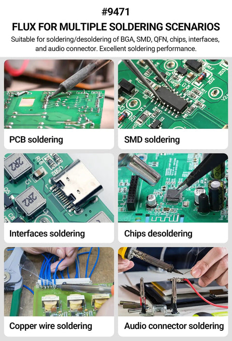 PCB SMD Interfaces Chips Copper Wire Audio Soldering with Rosin Paste Soldering Flux No Clean Rosin Solder Flux Paste 30mL Syringe