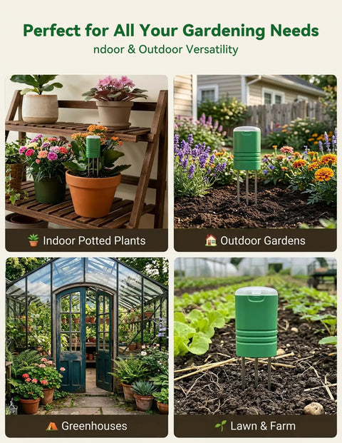 Wireless Soil Moisture Meter With LCD Receiver Pro Grade 3 Probe 3 In 1 Sensor for indoor potted plants and outdoor gardens.