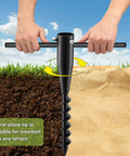 Hands using Beach Umbrella Sand Anchor Heavy Duty Outdoor Umbrella Holder No Dig Ground Base Easy Setup Wind Resistant