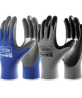 Nitrile Dipped Safety Work Gloves With Grip Non Slip Rubber Coated For Garden And Industrial Tasks For Men Large Gray Blue