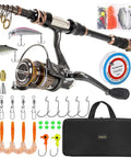 Carbon Fiber Telescopic Fishing Rod And Spinning Reel Combo With 12 Plus 1 Shielded Bearings, stainless components, kit contents