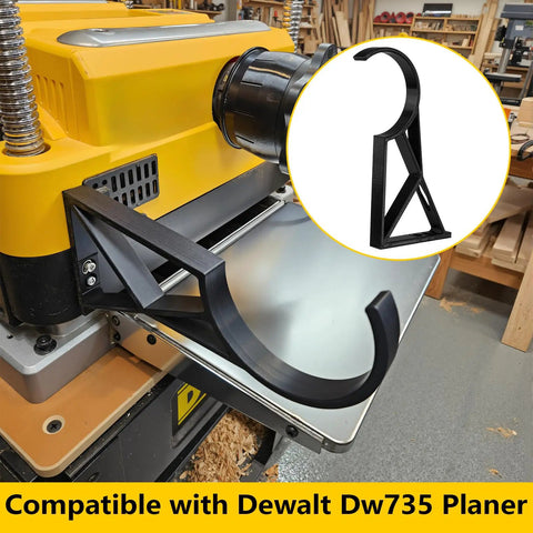 Heavy Duty Side Mount Dust Hose Bracket For Planer Compatible With Two Point Five And Four Inch Collection Hoses Sweet Shop Gadget installed on DW735.