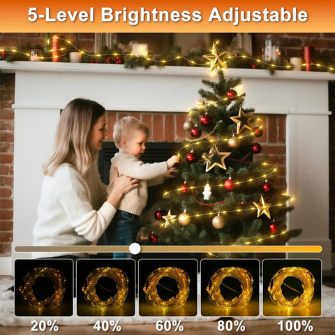 5-Level Brightness Adjustable with 16.5Ft 50 LEDs Colorful Fairy String Lights With 132 Modes, festive scene