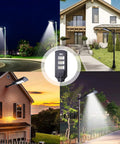 600W Solar Street Light Dusk To Dawn LED With Motion Sensor And Remote, illuminating driveway and backyard at night
