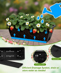 Six Pack Deck Railing Planter Boxes With Adjustable Brackets In Black For Flowers Herbs And Strawberries, drainage holes visible