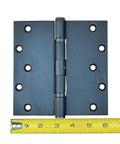 Heavy Duty Commercial 6 Inch Square Ball Bearing Door Hinges Oil Rubbed Bronze 2 Pack visible with measuring tape for size
