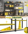 Heavy Duty 4 Tier 48 Inch Metal Shelving Unit With Easy Assembly For Home Garage 1600 Lb Capacity Rolled Edge Steel Columns Wide Open Shelves For Easy Access Storage, height adjustable garage rack