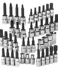 42 Piece Hex And Torx Bit Socket Set With One Quarter And Three Eighths Drives Push Button Ratchet Precision Driver Heads