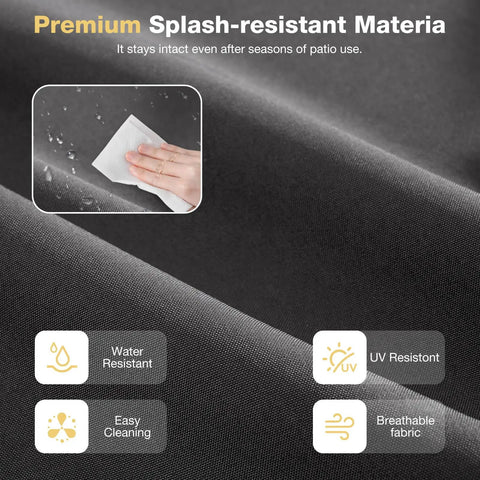 Close-up of water-resistant fabric for Replacement Outdoor Cushions Set For Patio Furniture, grey, showing splash resistance.