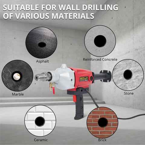 Powerful Beast 1500W 2 In 1 Wet And Dry Handheld Concrete Core Drill with diamond core bits drilling various materials