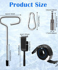 Pro Grade 14 Piece Ice Anchor Drill Adapter Kit For Ice Fishing Shelter Setup shown with size dimensions and components