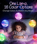 Galaxy Moon Lamp With Multi Colors And Touch Or Remote Control, child in bed with 5.9 inch globe lights, dreamy ambiance.