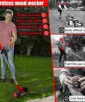Person using Powerful Cordless Weed Wacker 21V 2Ah Battery Powered Trimmer Edger Mower 3 In 1 Lightweight Brush Cutter in garden