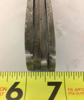 Side view of Damascus Steel Skinning Knife Set Dope Hand Forged Twist Pattern Full Tang Blades 8.5 Inch Overall Length next to measuring tape.