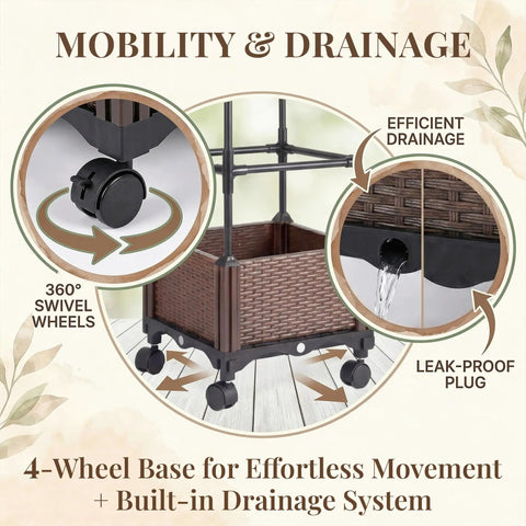self watering planter box on wheels Self Watering Tomato Planter With Trellis 64 Inch Bed ✓