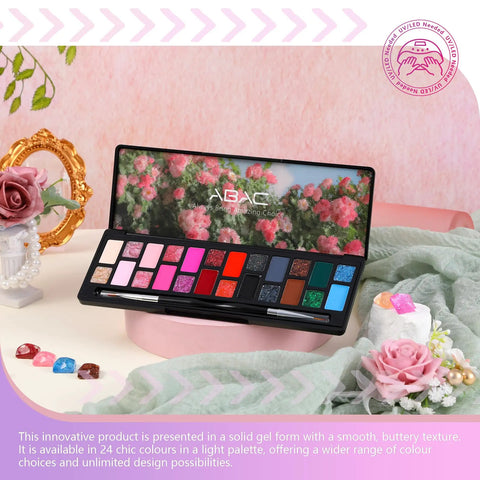 24 Color Hema Free Solid Gel Nail Polish Kit with Ombre Gel Polish and Pat Paint Gel in Blush Pink and Midnight Blue shown open