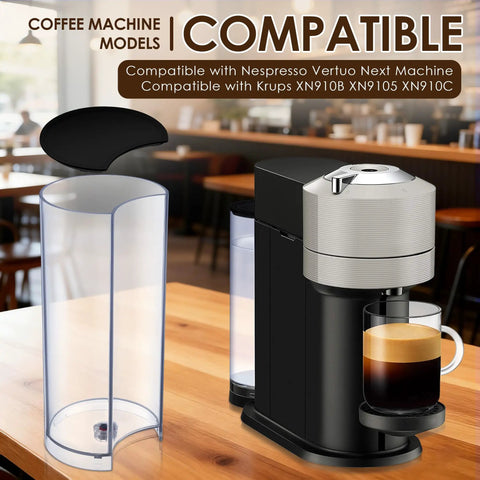 Water Tank Reservoir Replacement And Black Lid Cover For Nespresso Vertuo Next And Krups XN910B XN9105 XN910C with coffee machine