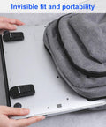 Two Pack Keyboard Riser With Dual Tilt Angles, Portable Foldable Keyboard Feet attached to laptop for travel ease.