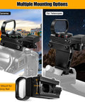Red Dot Finderscope for Telescope Deluxe Viewfinder with Dovetail Bracket mounted on camera and telescope, dual mounting options.