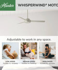 52 Inch Indoor Ceiling Fan No Light With 3 Blades And Standard Mount For Bedroom Living Room Or Kitchen Matte Nickel Finish