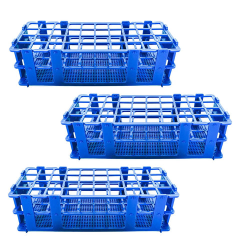 Three Pack Plastic Test Tube Rack Holder For 20mm Tubes With 40 Holes Detachable Cool Blue Lab Rack Lightweight Durable Organizer