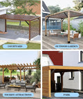 Four outdoor pergola designs using Heavy Duty Pro Grade 45 Degree Angle Corner Brackets For Pergola And Gazebo DIY Projects.