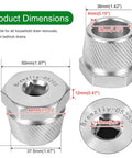 1.5 Inch Tub Drain Extractor For Quick Removal Of Broken Rusted Or Stubborn Drains Heavy Duty Hardened Steel With Gold Plated Finish Easy Grip Design For Home DIY Pipe Repair Plumbing Tool For Clear Clogs And Fast Fixes dimensions diagram