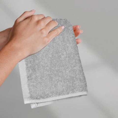 Premium 100 Percent Cotton Washcloths For Bathroom And Face Hella Absorbent Fast Drying Gray Terry Cloth Towels Machine Washable Reusable Household Cleaning Set Of 24