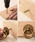 Installation steps for Six Piece Antique Brass Cabinet Ring Pulls Bringing A Flat Out Vintage Drop Ring Vibe To Your Kitchen Cabinets Ideal For Fast Furniture Refreshes And Smooth Daily Access.