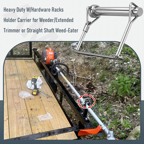 Heavy Duty Trailer Trimmer Rack With Lockable Hardware Racks For Weed Eaters, Edge Trimmers, Secure mount on trailer