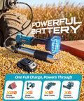 Cordless Electric Grease Gun Kit With 10000 PSI Output Quick Release Coupler 39.4 Inch Flex Hose Dual Batteries on ground